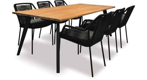 Alfresco Sintra 2100 Oblong Teak Dining Table & Alfresco Apela Rope Chair x 6 Alfresco Sintra 2100 Oblong Teak Dining Table & Alfresco Apela Rope Chair x 6